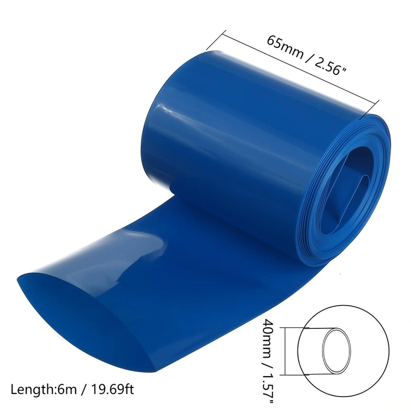 [AUSTRALIA] - AA Battery Wrap，1Pcs Bettomshin 6mx65mm(LxW) Battery Heat Shrink Tubing Blue Shrinkage Temperature 176°F & Rated Voltage 300V, DIY Battery Heat Shrink Wrap Tube 19.69 Ft (65mm Width) 1 