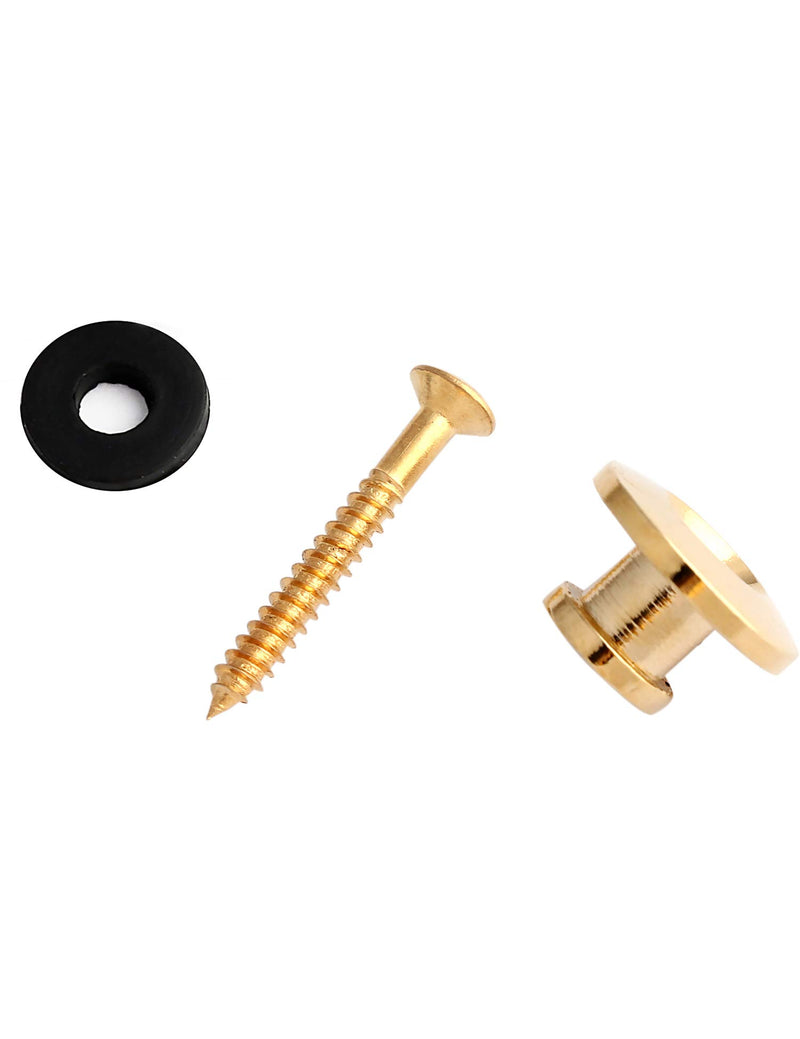 Metallor Guitar Strap Locks and Buttons End Pins with Mounting Screws and Washers for Electric Guitar Bass Acoustic Guitar Ukulele Mandolin Gold.