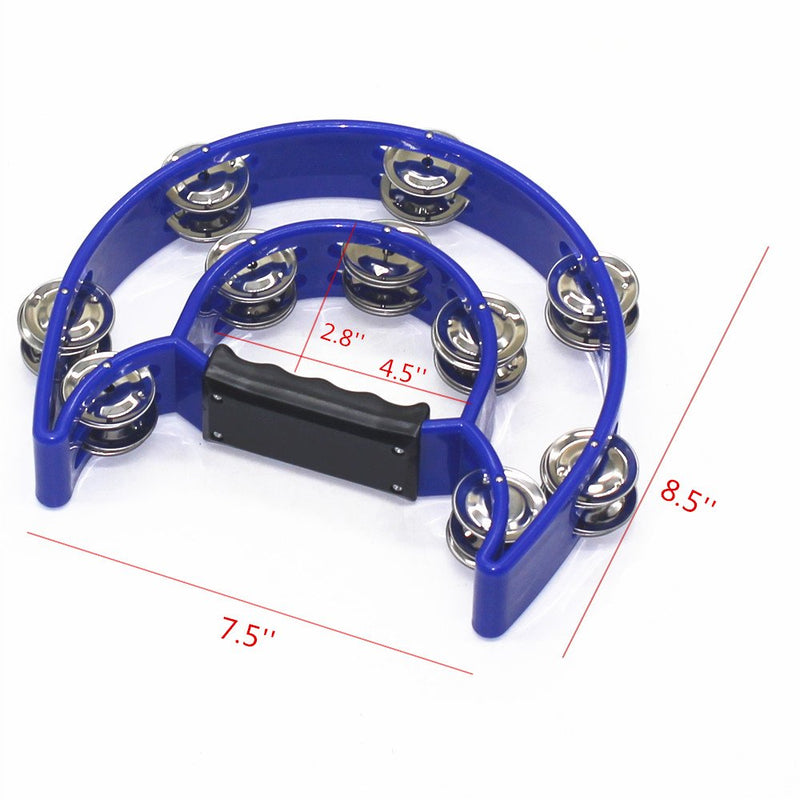 TANG SONG Double Row Tambourine Metal Jingles Hand Held Percussion Instrument For Kids And Adults Great For Party Bar KTV Percussion Ensembles(Deep Blue)