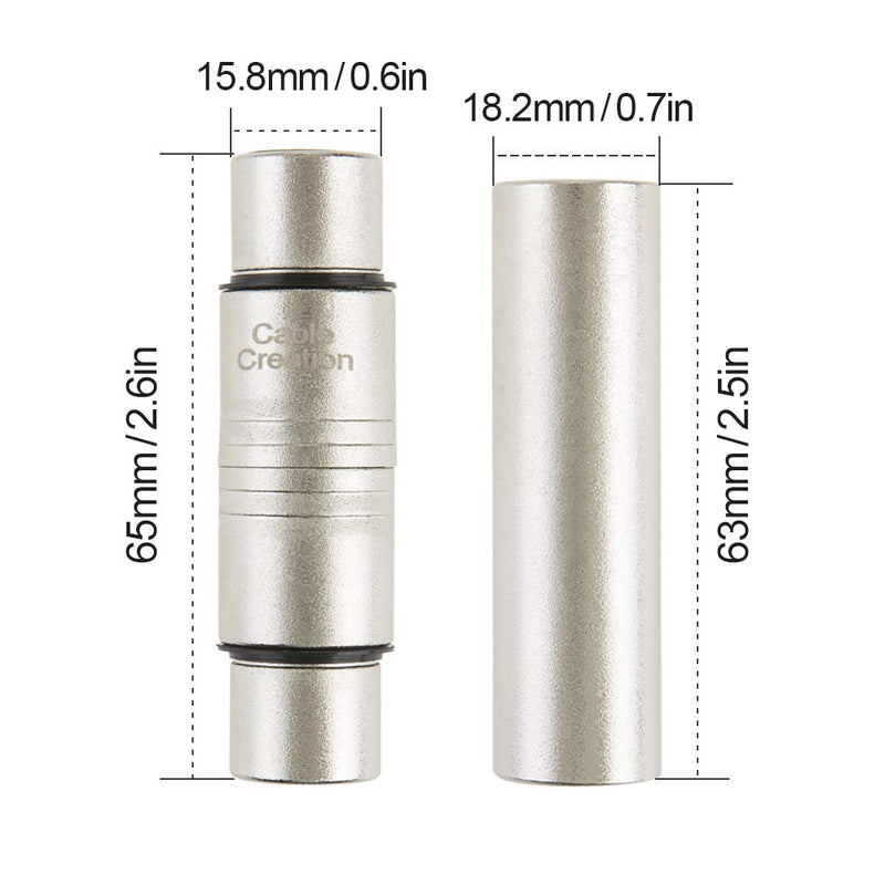 [AUSTRALIA] - CableCreation [2-Pair] XLR Male to Male & XLR Female to Female 3PIN Adapter Connector Compatible Microphone,Mixer,Silver [2-Pair] [M-M]&[F-F] 