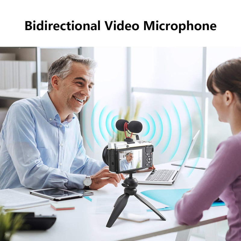 Video Microphone, External Camera Microphone, Dual Headed Vlogging Microphone for DSLR/Canon/Nikon/Sony Camera