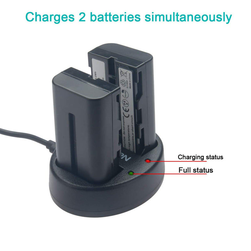 Newmowa NP-F550 Replacement Battery (2-Pack) and Dual USB Charger Kit for Sony NP-F550 and Sony CCD-SC55 TR516 TR716 TR818 TR910 TR917