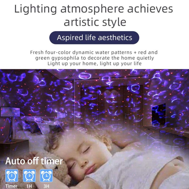 GUIFIER Night Light for Family,Galaxy Projector,Star Projector ,Ocean Wave Projector with Dual Speaker ,Sound Activated Sky Lights for Bedroom, Birthday, Spa,Home Party