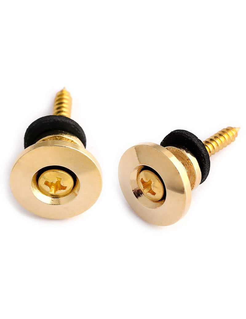 Metallor Guitar Strap Locks and Buttons End Pins with Mounting Screws and Washers for Electric Guitar Bass Acoustic Guitar Ukulele Mandolin Gold.