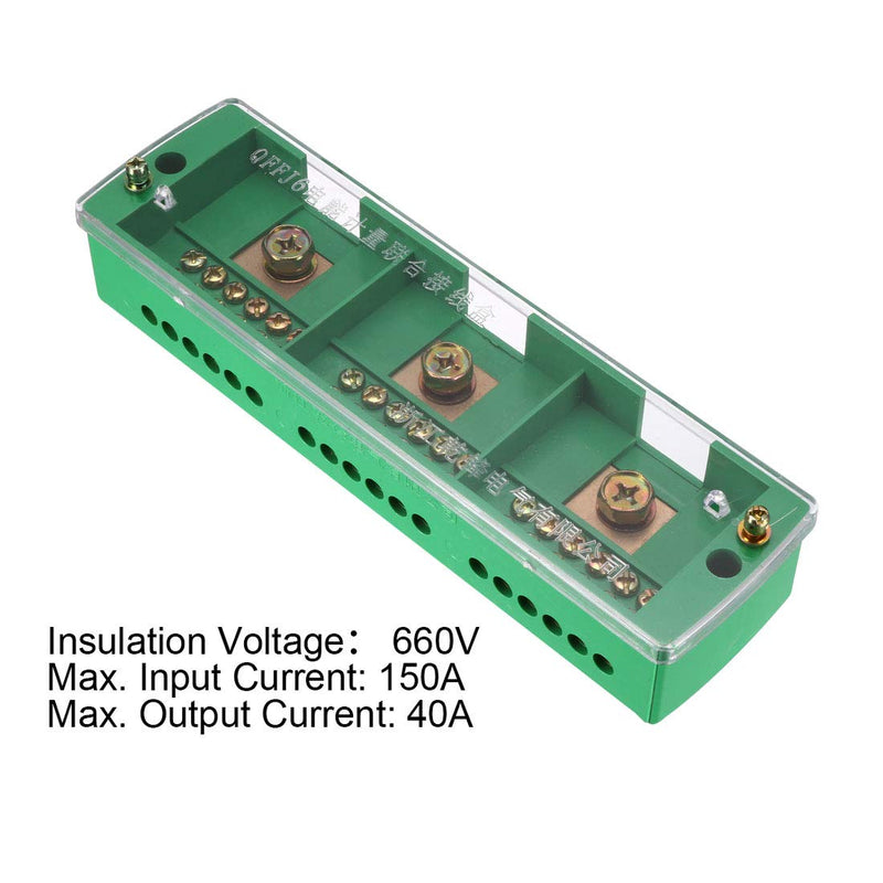 uxcell 3 Inlet 18 Outlet Terminal Strip Blocks 660V 150A Single Phase Distribution Block for Metering Box
