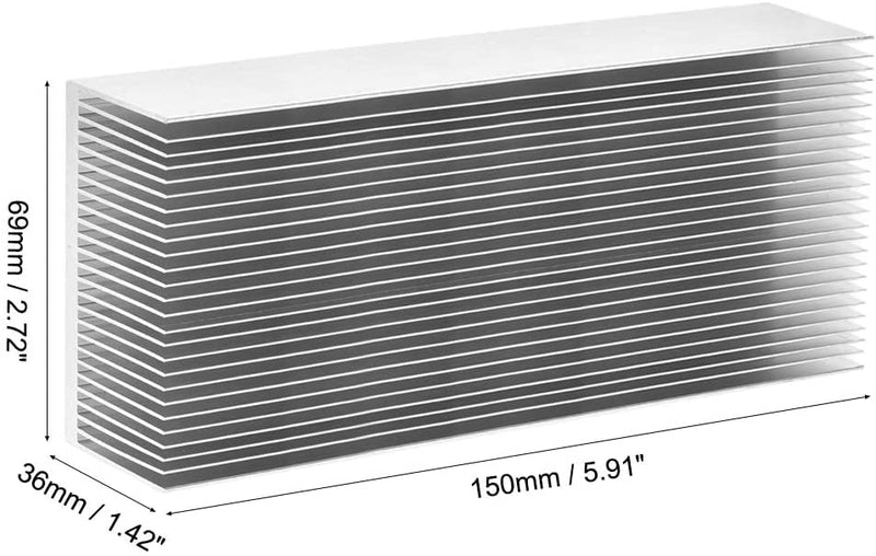 [AUSTRALIA] - tatoko Aluminum Heat Radiator Heatsink Cooling Fan 150mm(L) x69mm(W) x36mm(H) Silver Tone 