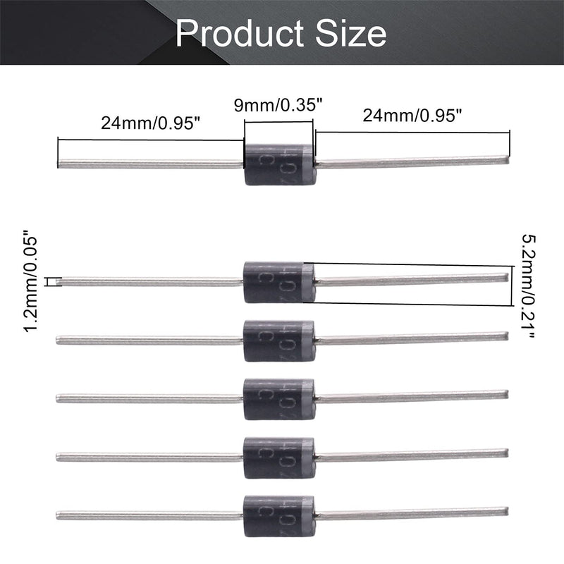 Fielect 30Pcs Schottky Rectifier Diode 3A 200V Axial Electronic Schottky Diodes for 1N5402 1N5402 ; 30pcs