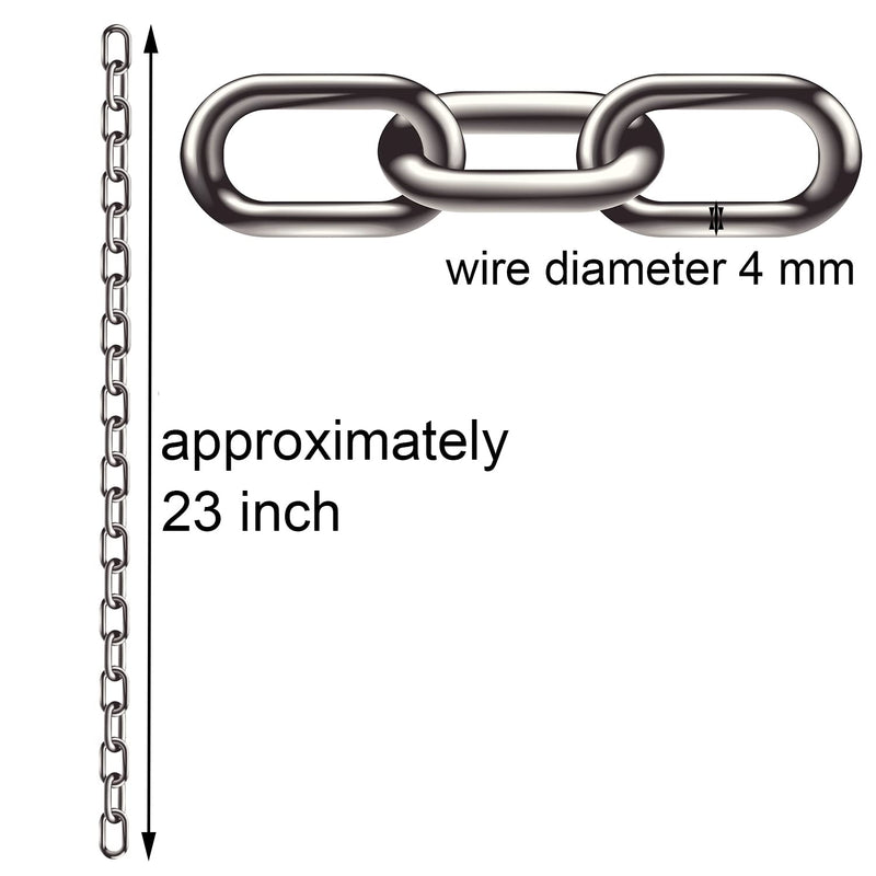 [AUSTRALIA] - 2 Pcs 5/32 x 23 Inch Link Chain 304 Stainless Steel Coil Chain for Transport Tie Down Binder Chain Pulling Towing Hanging, Home, Camping, Pet Towing, 4mm 