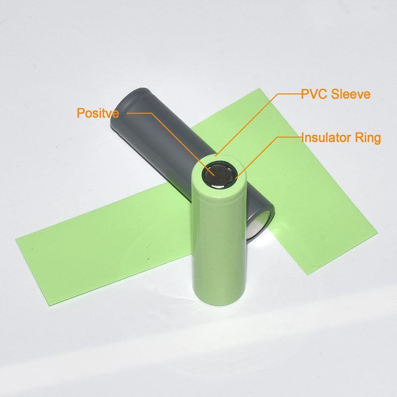 RockDIG 360 PCS 18650 Battery Sleeves Flat PVC Wrap Heat Shrink Tubing Tube(and 360 PCS Self-Adhesive Insulator Ring Cyan)