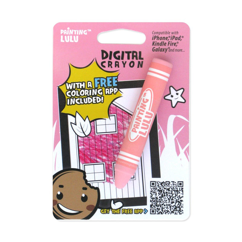 Stylus Crayon - Pink Stylus Pen for Touchscreen Tablets & Smartphones. Coloring App Included!