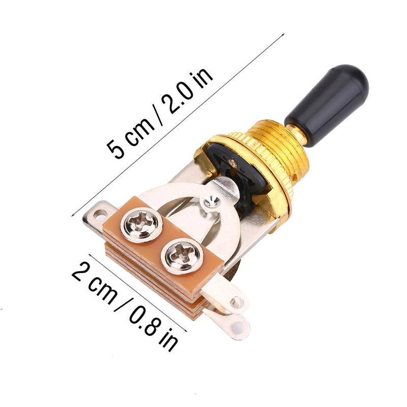 Dilwe Guitar 3 Way Toggle Switch, Metal Pickup Selector Toggle Switch with Black Tip Knob for LP Style Electric Guitar (gold)