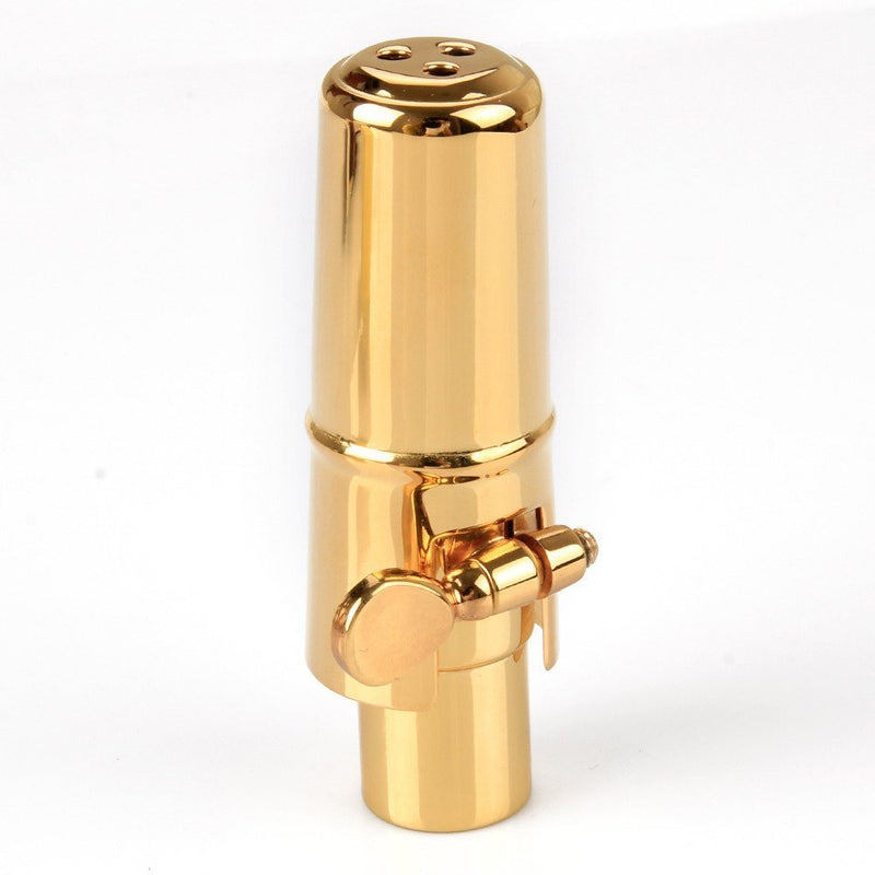 Sax Mouthpiece, Aibay #6 Gold Plated Bb Soprano Saxophone Metal Mouthpiece + Cap + Ligature 6