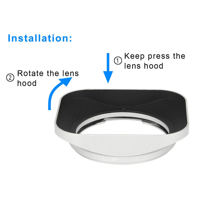 Haoge LH-ZM33P Bayonet Metal Square Lens Hood Shade Compatible with Carl Zeiss Distagon T 1.4/35 35mm f1.4 f/1.4 ZM Lens Hollow Out Designed Silver Square - Silver - Hollow Out Designed