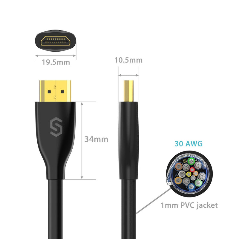 Syncwire HDMI Cable 4K HDMI 2.0 Cable 10 ft High Speed HDMI to HDMI Cord Support Fire TV, Apple TV, HDTV, Ethernet, Audio Return Channel, Video 4K UHD 2160P, HD 1080P, 3D, Xbox Playstation PS3 PS4 10ft