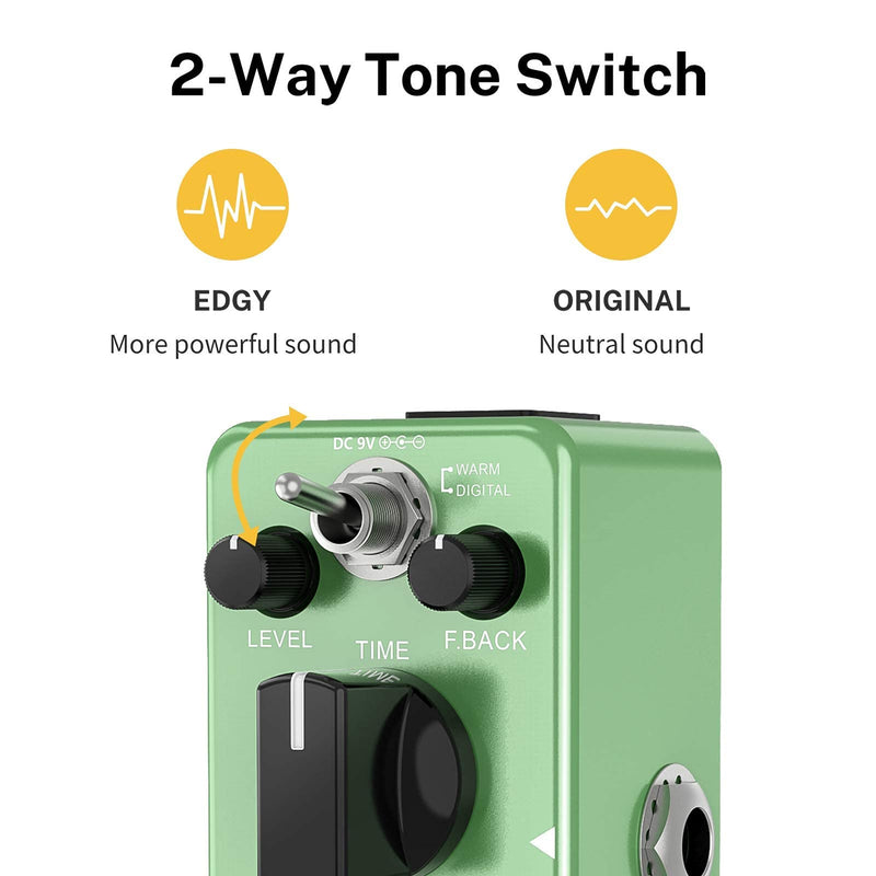 Donner Wave Delay Guitar Effect Pedal, Two Models Digital Delay Guitar Pedal Pure Analog True Bypass