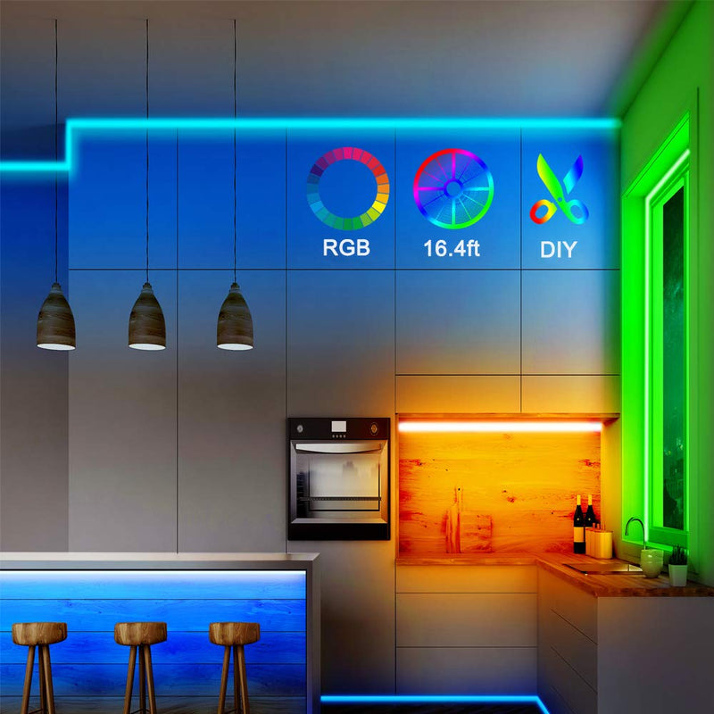 [AUSTRALIA] - Bathebright led Strip Lights 16.4ft, RGB Color Changing for Bedroom, Room, Kitchen, Ceiling with 44 Keys Remote Control 