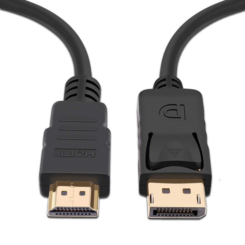 KIN&P DisplayPort to HDMI 6 Feet Gold-Plated Cable,DP to HDMI Adapter Male to Male Black Cable (6ft) 6ft