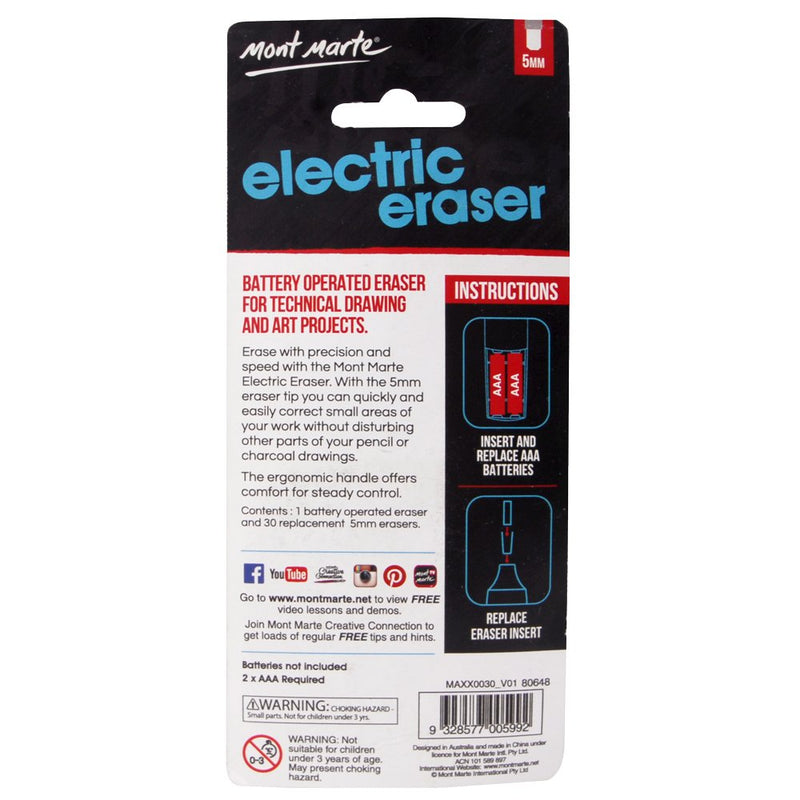 [AUSTRALIA] - Mont Marte Electric Eraser, Includes 30 Eraser Refills. Suitable for use with Graphite Pencils and Color Pencils. Original Version 