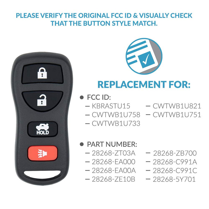 Keyless2Go Replacement for Keyless Entry Car Key Fob Remote for KBRASTU15 CWTWB1U733