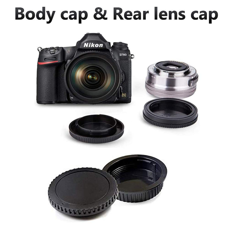 RENYD 49mm Reversible Tulip Flower Lens Hood & 49mm Front Lens Cap & Rear Lens Cap & Body Cap Replacement for Nikon D3400 D3500 D5500 D5600 D7500 Microfiber Lens Cleaning Cloth Protective Lens