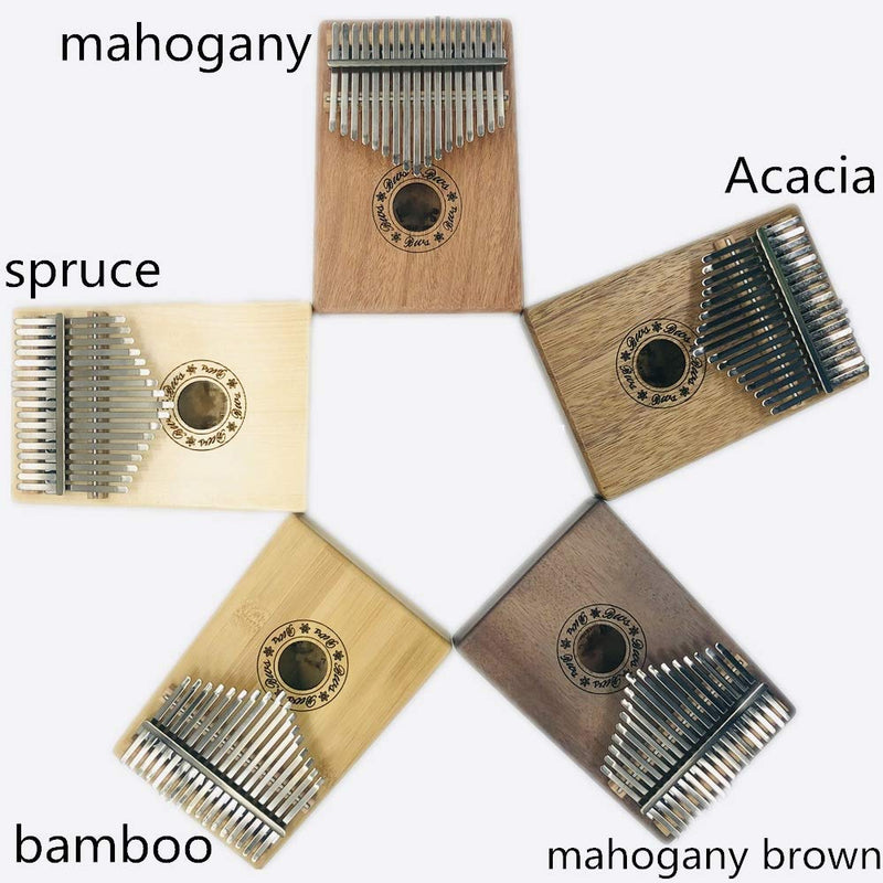 Kalimba 17 Keys Thumb Piano With Finger Pianos Bag Tuning Hammer Study Instruction Book (Mahogany) Mahogany