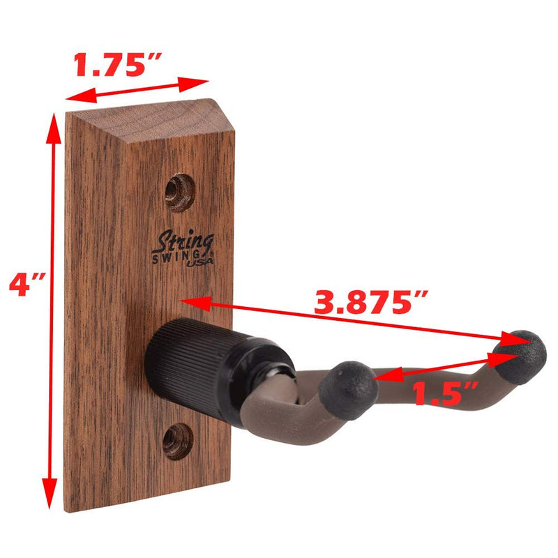 [AUSTRALIA] - String Swing Ukulele Wall Mount Stand for Mandolin Ukele – Concert Pineapple Soprano Tenor and Baritone Compatible – Case Alternative for Home or Studio - Black Walnut Hardwood CC01UK-BW (2 Pack) 