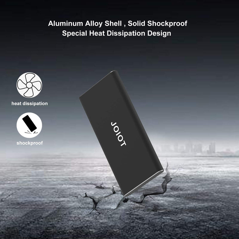 JOIOT Portable SSD 500GB External Solid State Drive Fast Speed Flash Drive SSD up to 500 MB/s Read Type C USB 3.1 for Gaming Windows Mac OS PC Mackbook PS4 Xbox one (Black) 3).500GB