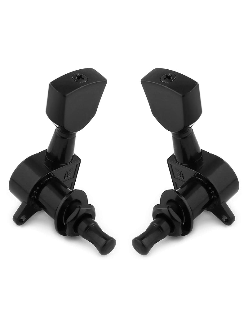 Holmer Sealed String Tuning Pegs Tuning Machines Grover Machine Heads Tuners Tuning Keys Vintage Keystone Style 3 Left 3 Right for Electric Guitar or Acoustic Guitar Black.