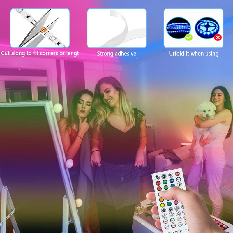 [AUSTRALIA] - LED Strip Lights, 16.4ft RGB Color Changing Light Strip Kit with Remote and Control Box, Waterproof Flexible Phone App Controlled Music Light Strip with Bright 5050 LED, for Room TV Cupboard Party 