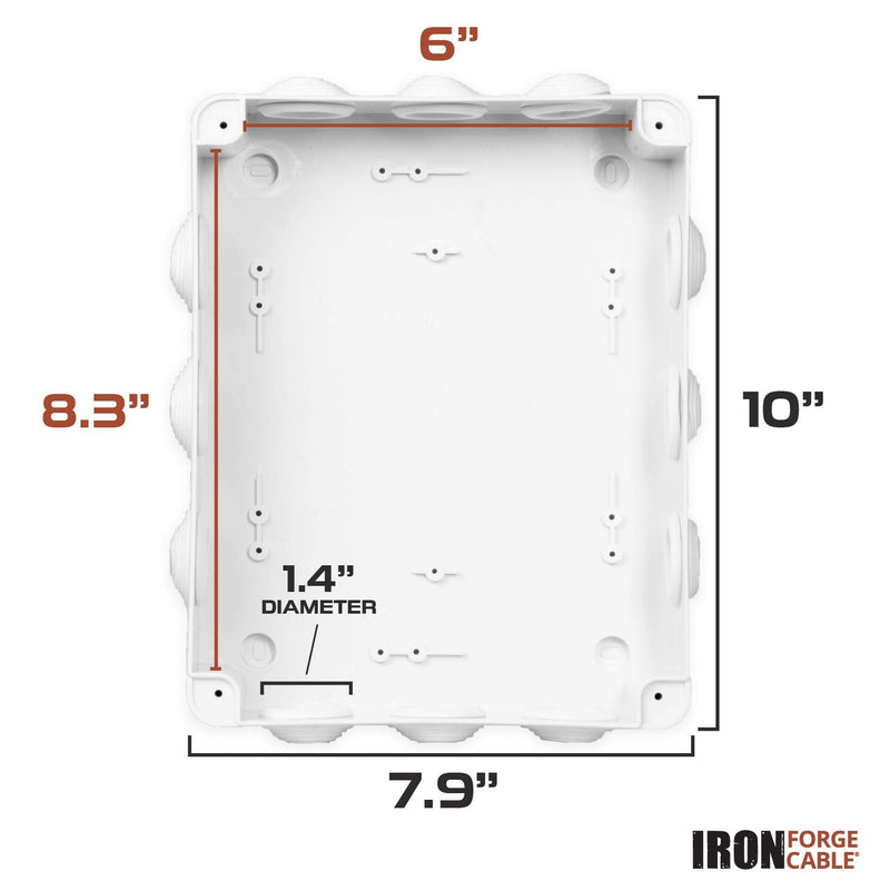 Outdoor Electrical Junction Box - Large 10 x 8 Inch Waterproof Plastic Box with Cover for Electronics Large Rectangular - 10" x 8"