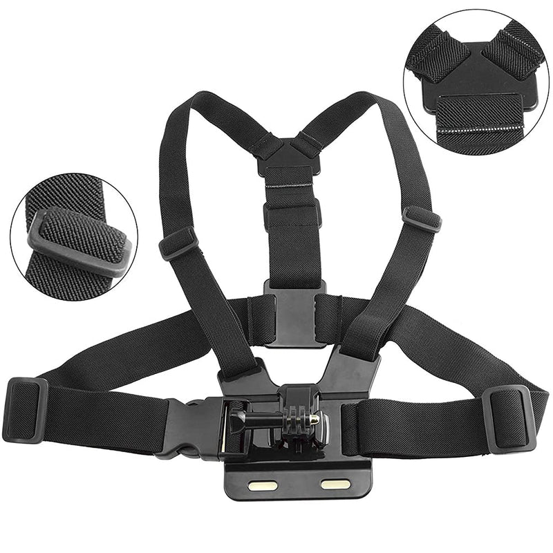 TANSUO Chest Mount Harness Strap Compatible with GoPro and Backpack Strap Mount Quick Clip Mount,Both Compatible with DJI Osmo Xiaomi Yi Cameras and Others Cams, Black
