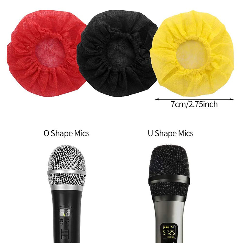 [AUSTRALIA] - Moguer 300Pcs Disposable Microphone Cover Non-Woven Microphone Cover WindScreen Protective for Recording Room, KTV, Stage Performance(Black,Red,Yellow) 