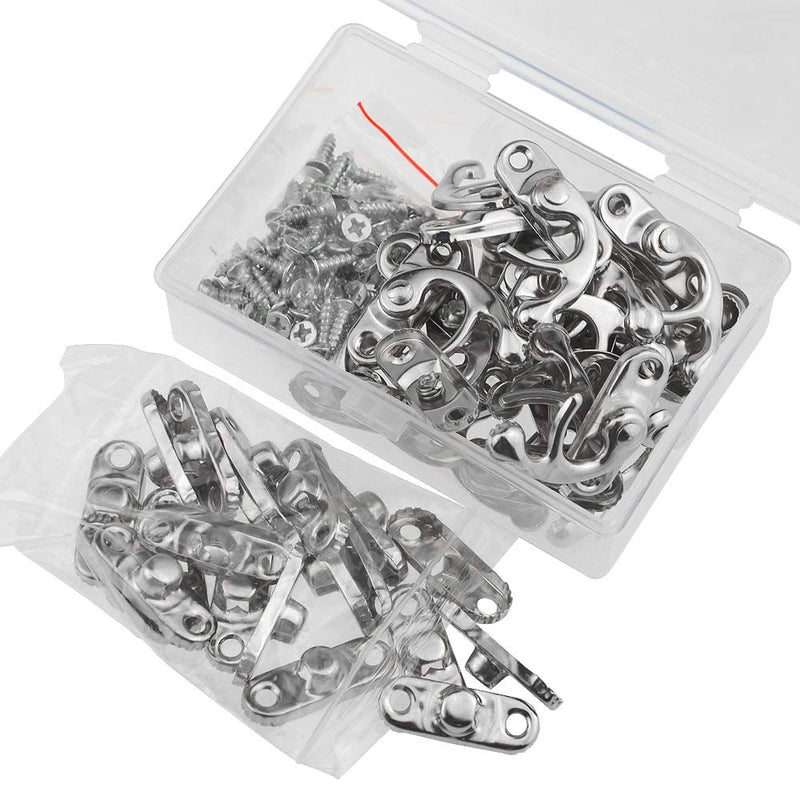 WMYCONGCONG 20 PCS Antique Right Latch Hook Hasp 32mm x 27mm Horn Hook Lock Wood Jewelry Box Hasp Hook Horn Clasp with 80 Screws（Right Latch Buckle - 1.14" X 1.32"） (Sliver) Sliver