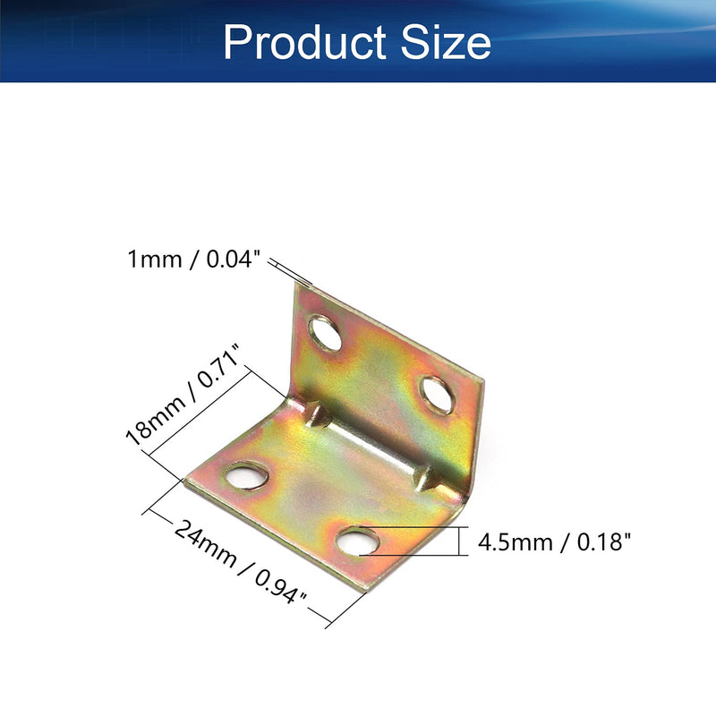 Yinpecly Corner Brace 20PCS Right Angle Bracket Corner Bracket 0.71" x 0.94" (L x W) Galvanized Angle Bracket Fastener Right Angle Bracket Suitable for Furniture Wooden Cabinet 24x18mm 20pcs