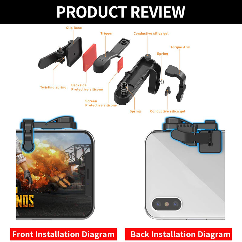 【1 Pair】 IFYOO Z108 Mobile Gaming Controller Compatible with PUBG Mobile/Fortnitee Mobile/Call of Duty Mobile, Sensitive Shoot and Aim Trigger L1R1 Compatible with Android & iPhone 1 Pair