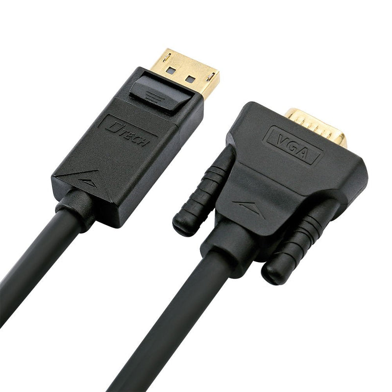 DTech Displayport to VGA Cable 10ft, DP Male to Male Cord Adapter with Gold Plated Connector (Black, 10 Feet)
