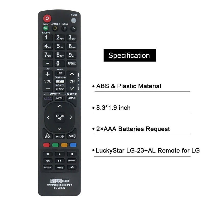 LuckyStar Universal Replacement Remote Control LG-23+AL for Almost All LG Brand LCD LED HD TV, Smart TV AKB72914207 AKB72914003 AKB72914240 AKB72915239 AGF76692608 AKB72915206 AKB72915238