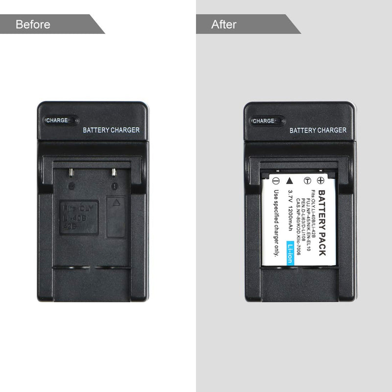 LI-40B LI-42B LI-40C Camera Battery Charger for Olympus FE-240, FE-280, FE-290, FE-300, FE-320, FE-340, FE-350, FE-4010, FE-5030, µ 1040, µ780, µ 790 SW, µ770 SW, u795 SW, u820 More Digital Cameras