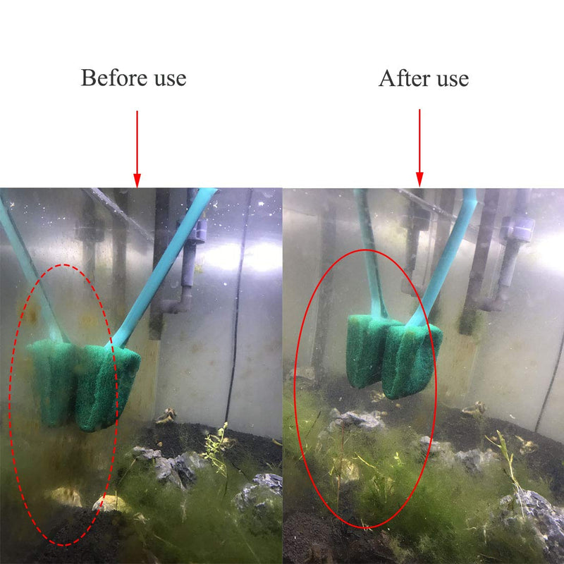 FOONEA Aquarium Double Sided Sponge Cleaning Brush Cleaner Scrubber 2 Packs One Set Blue and Green Brushs