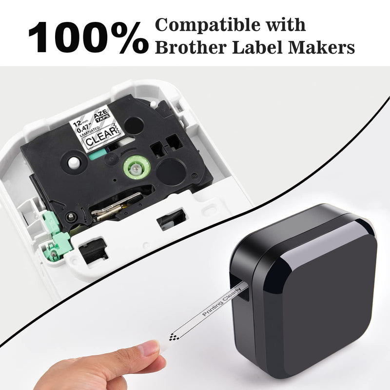 Cruxer Compatible for Brother TZE131 TZ131 12mm 0.47" 26.2ft Labeling Tape Black Text on Clear Tape Replacement for PT Cube PTE550 PTP750 PTD210 PTD450 PTH110 PTD400AD PT710BT Label Makers 3Pack 0.47"(12mm)