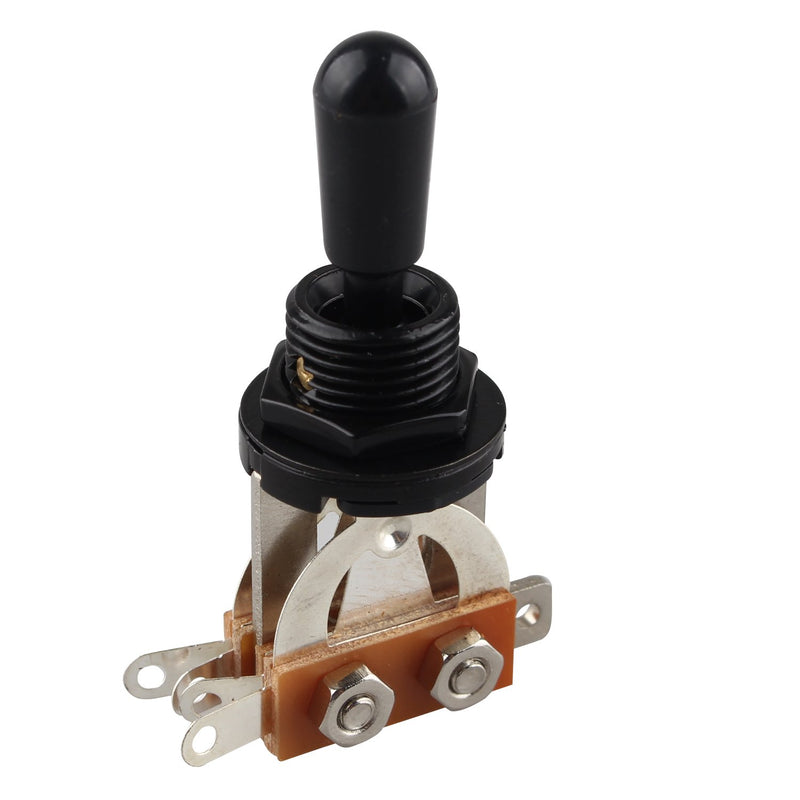 Futheda 2pcs Guitar 3 Way Toggle Switch Pickup Selector Short Straight Switch Electric Guitar Parts with Black Tip Knob