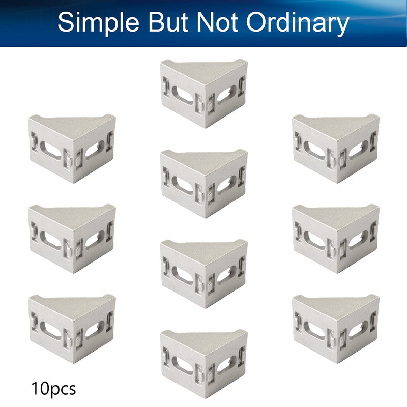 MroMax 10PCS Inner Angle Bracket Gusset Aluminum Alloy Inner Joint Bracket Suitable for 3030 Series Aluminum Extrusion Profile Silver