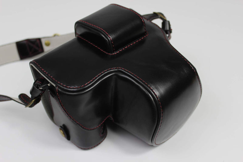 X-S10 Case, BolinUS Handmade PU Leather Fullbody Camera Case Bag Cover for Fujifilm Fuji X-S10 XS10 with 15-45mm Lens Bottom Opening Version + Neck Strap + Mini Storage Bag (Black) Black