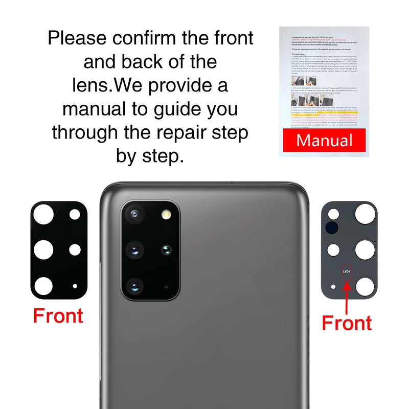 2PCS Galaxy S20+ Back Rear Camera Lens Glass Replacement, ASDAWN Back Lens Glass for Samsung Galaxy S20 Plus 6.7 inches All Carriers with Free Lens Film + Installation Manual + Repair Tool Set