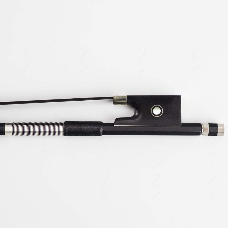 Carbon Fiber Violin Bow 1/2 Size VINGOBOW 100VB 62 cm Half 2/4 for Advanced Student Straight Parisian Eyes Ebony Frog Unbleached Mongolian Black Horse Hair Powerful and Wild Tone Smooth Screw