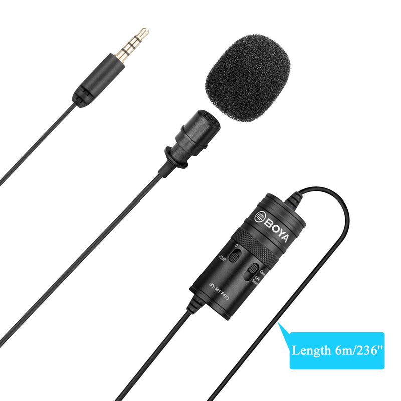 New Monitor Lavalier Microphone for Canon iPhone Podcast, 19 Feet BOYA Omnidirectional Condenser Mic for Nikon Sony iPhone 10 8 8 Plus 7 6 DSLR Camcorder Audio Recorder YouTube Interview Video TRRS Pro