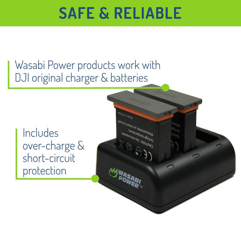 Wasabi Power Battery (2-Pack) and Triple USB Charger for DJI AB1 and DJI OSMO Action Camera