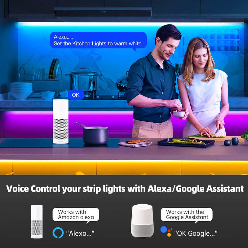 [AUSTRALIA] - GIDEALED Smart WiFi LED Light Strip RGBWW Kit Work with Alexa/Google Assistant,APP/Voice Controlled 6 Pin RGBCCT LED Strip Light Plus 80 inch Ambience Lighting Color Changing,No HUB Required Wifi Smart Strip Ligths Rgbww Kit 