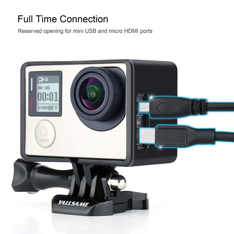 YALLSAME Frame Mount Protective BacPac Housing Case with Lens Cap for GoPro Hero 4 Black / Hero 4 Silver / Hero 3+ / Hero 3 Action Camera Ideal for Hiking / Traveling Recording BacPac Frame for HERO3/3+/4 Black Silver