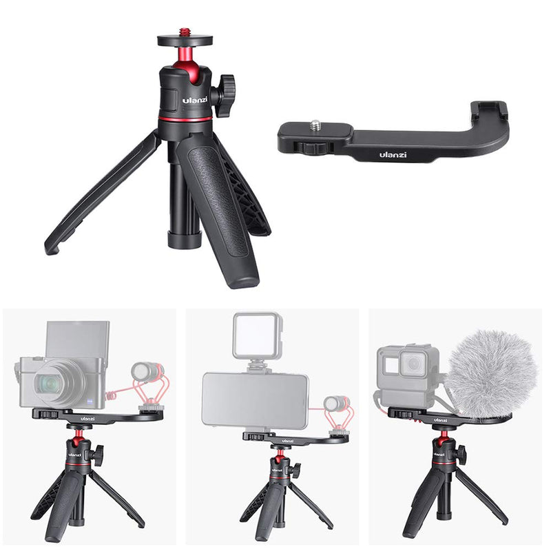 Andoer MT-08 Mini Desktop Tripod Handheld Photography Bracket Stand with Flexible Ballhead 1/4 Inch Screw Mount for Selfie Travel Vlogging + Cold Shoe Mount Bracket ABS Material